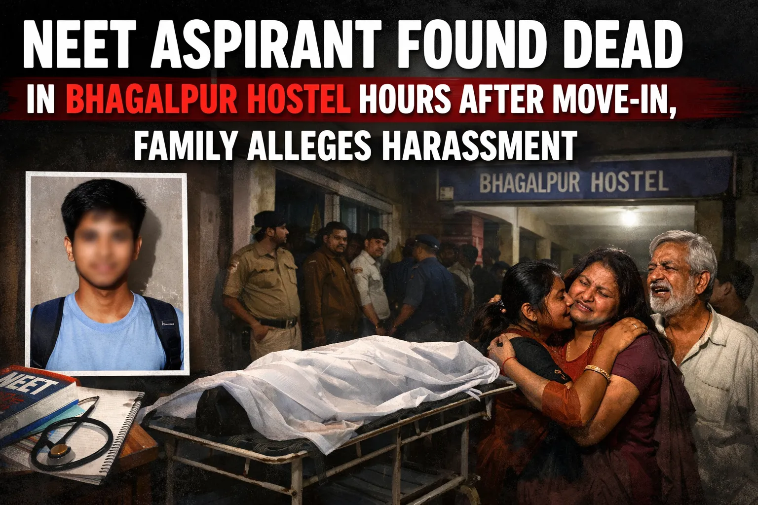 NEET Aspirant Found Dead in Bhagalpur Hostel Hours After Moving In, Family Alleges Harassment